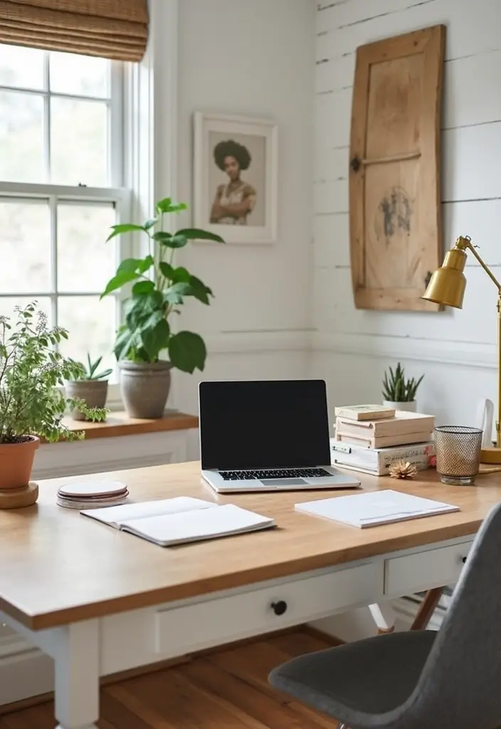 desk organization boosts farmhouse workspace productivity