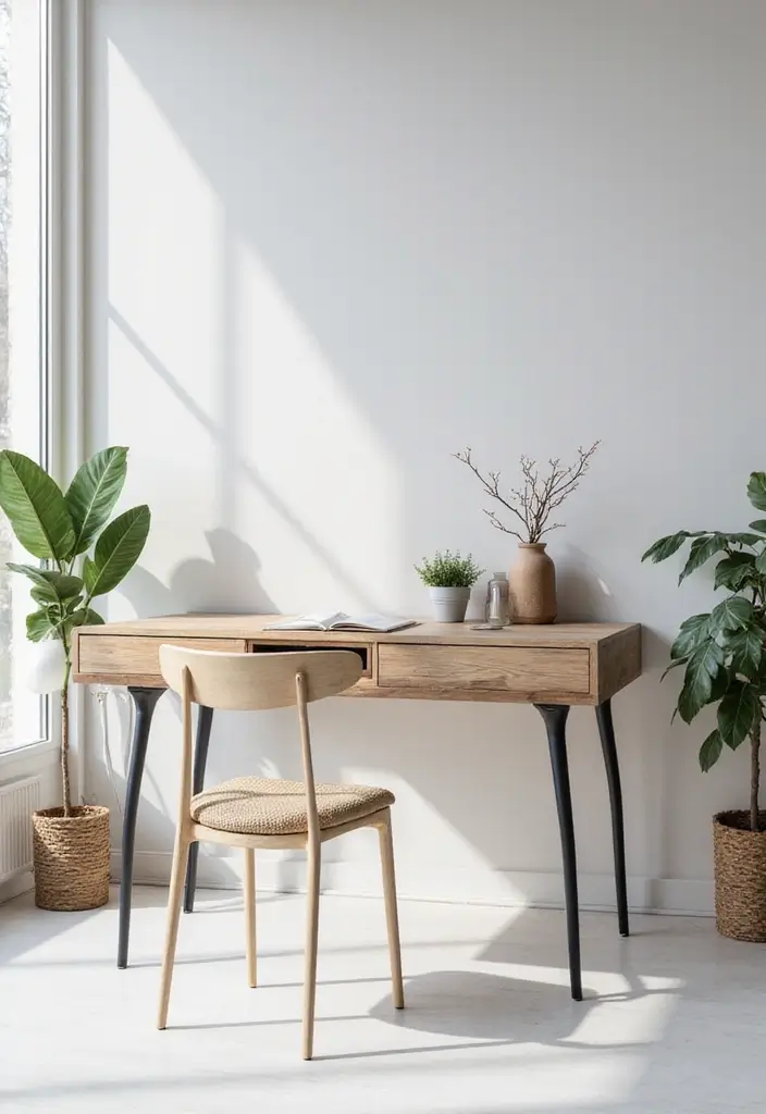desk with sleek metal legs