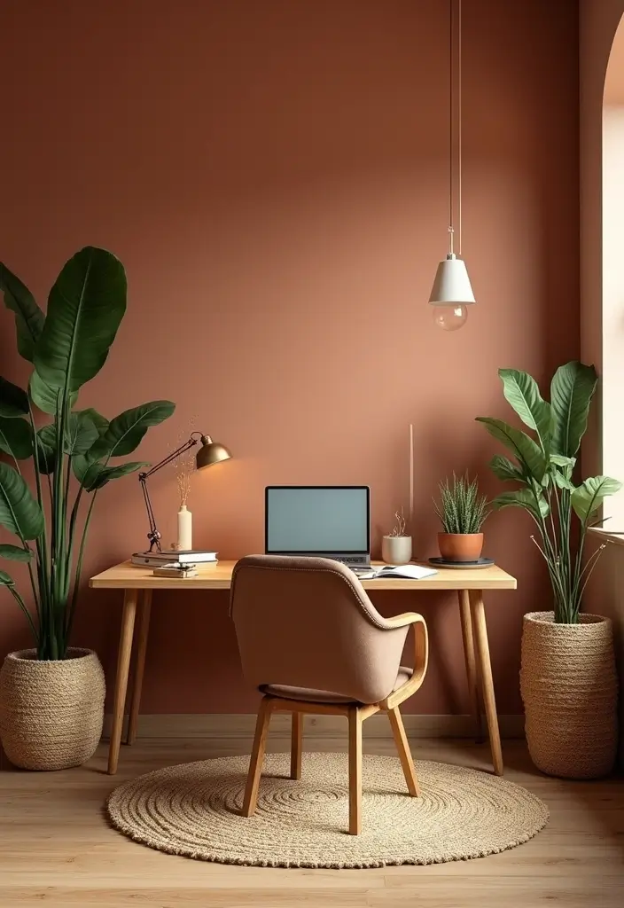 earthy color palette boho home office