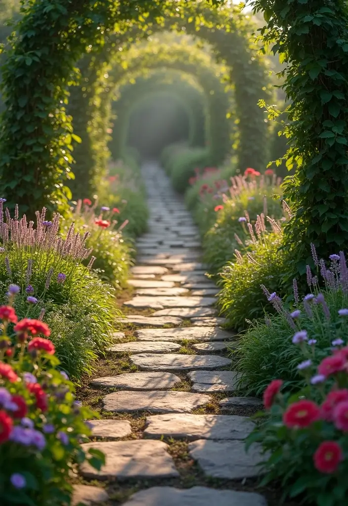 enchanted garden path with lighting