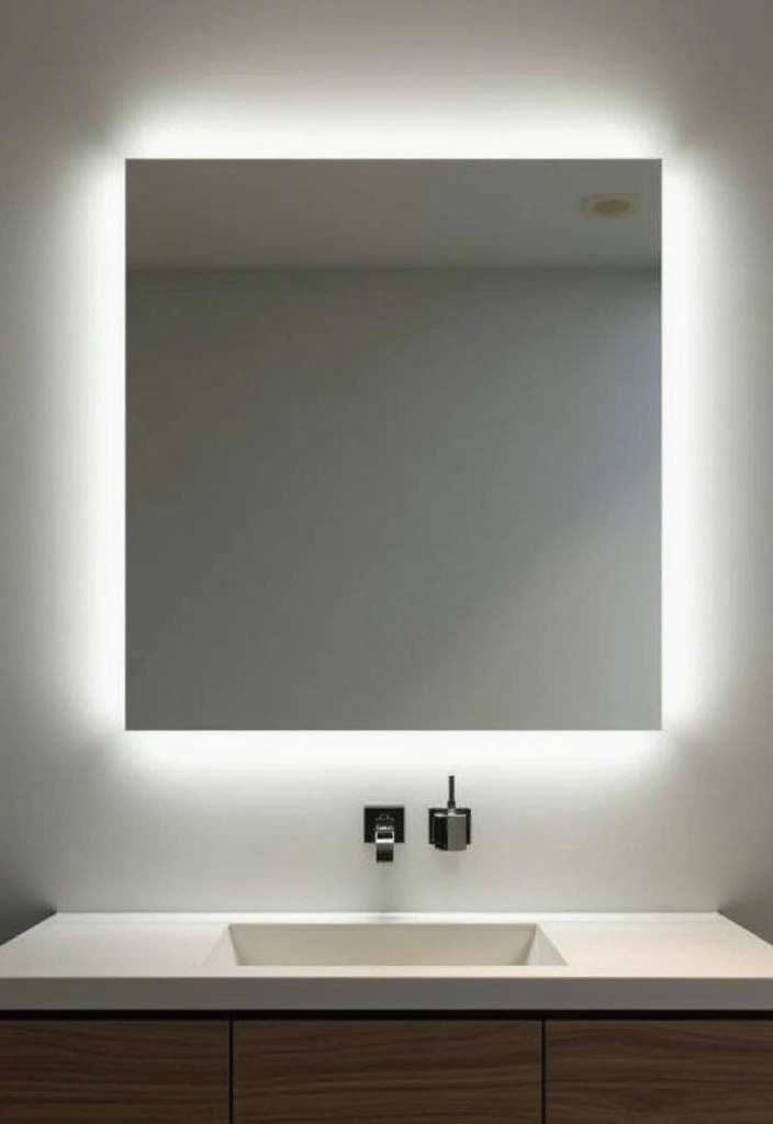 floating bathroom mirror modern style