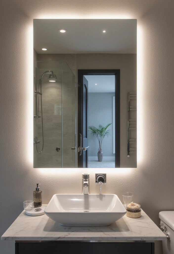 frameless led edge bathroom mirror