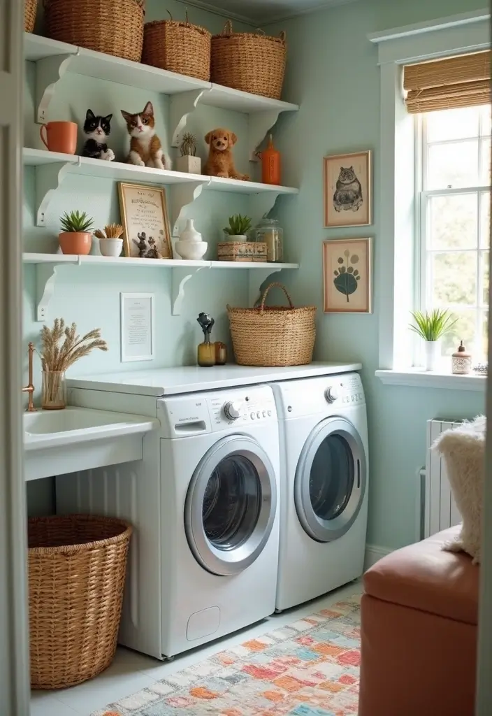 fun functional pet themed laundry decor