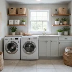 functional basement laundry room small space