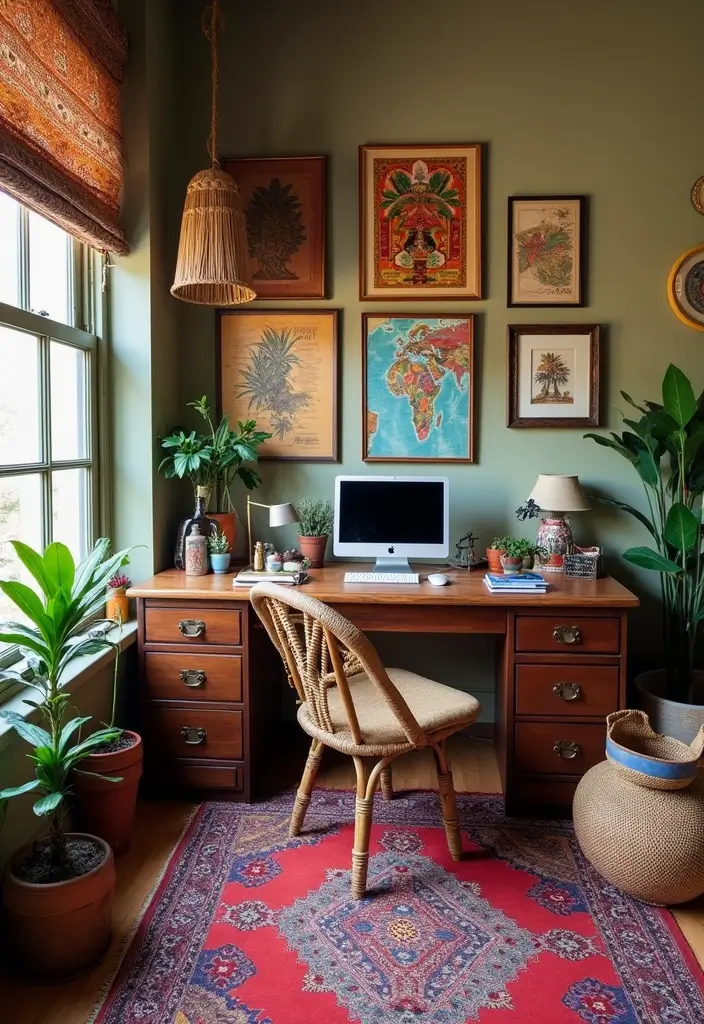 globally inspired modern home office workspace