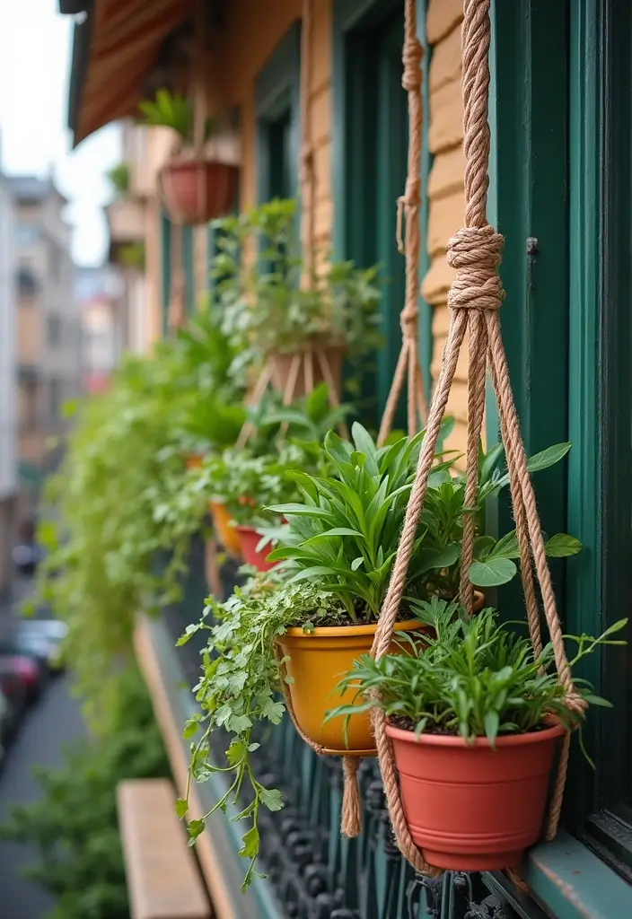hanging planters macrame balcony decor