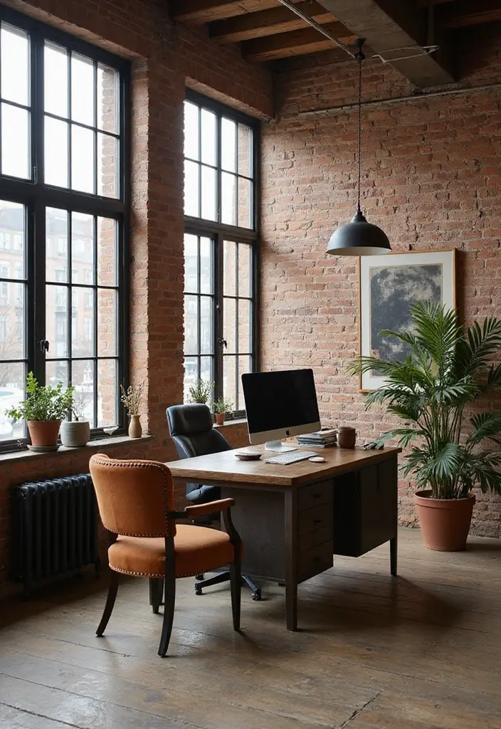 industrial chic modern home office workspace