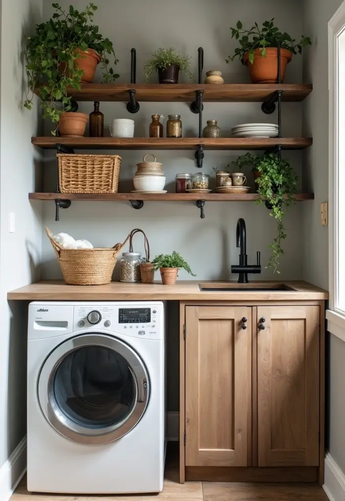 industrial pipe laundry shelving display