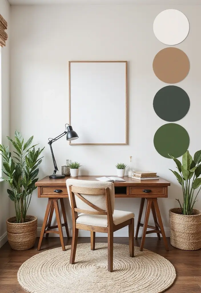 inspirational colors create calming farmhouse workspace