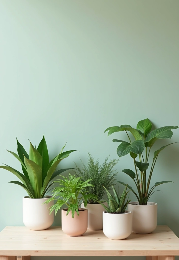japandi desk plants decor