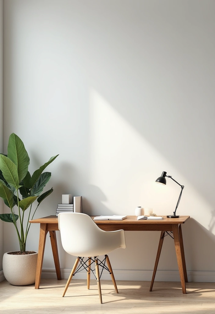 japandi negative space workspace design