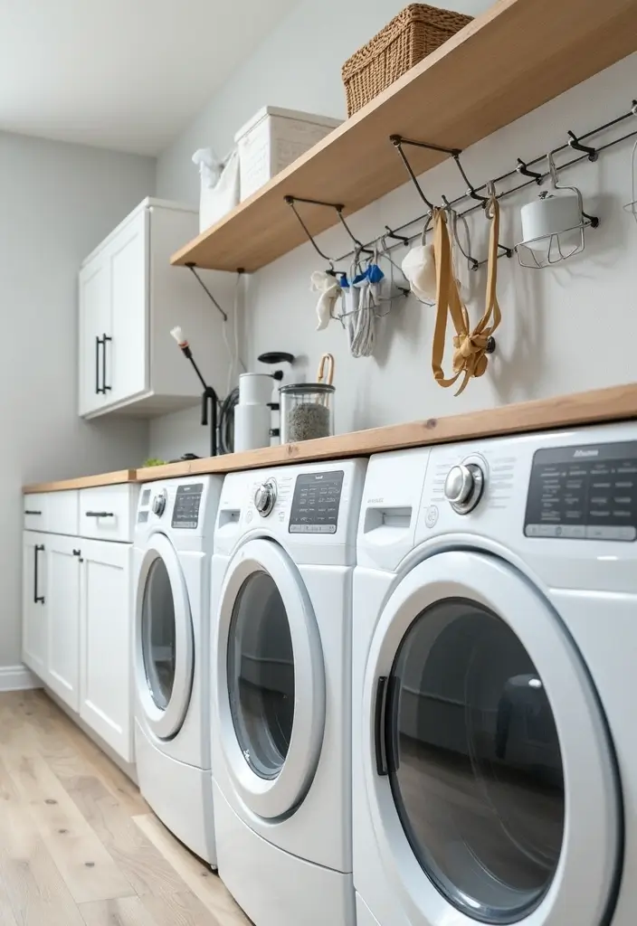 laundry hooks and rails organization