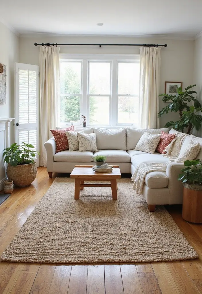 layered rugs cozy farmhouse texture styling