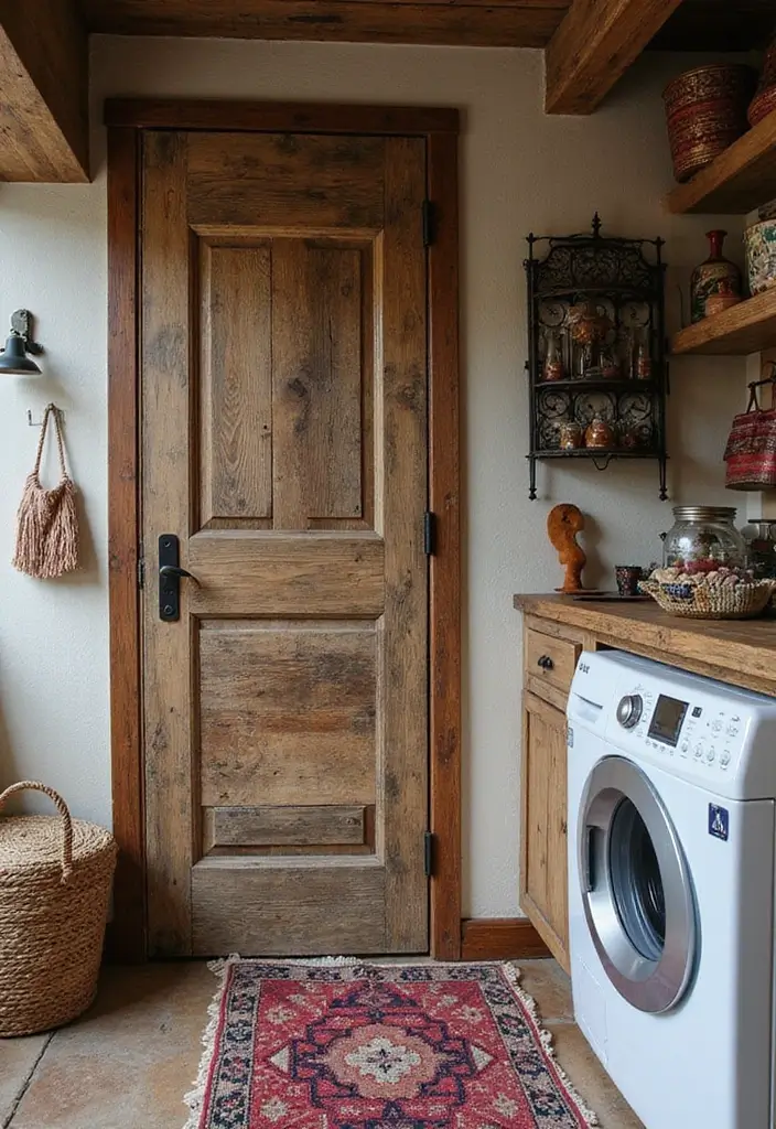 layered texture laundry room doors