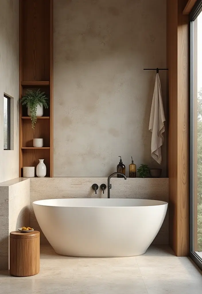 midcentury bathroom mixed texture styling