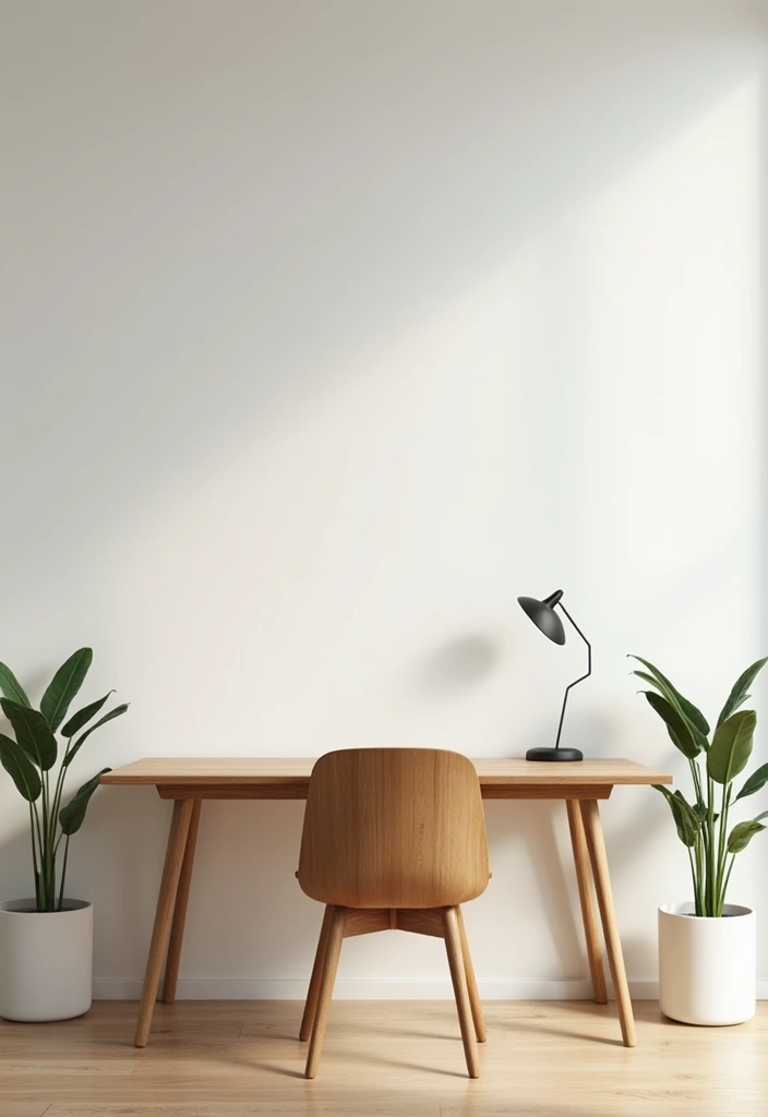 minimalist japandi desk workspace