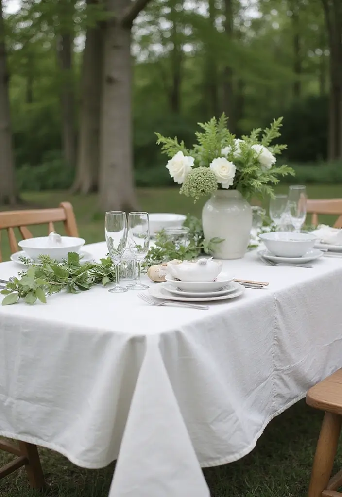 minimalist outdoor baby shower table setup
