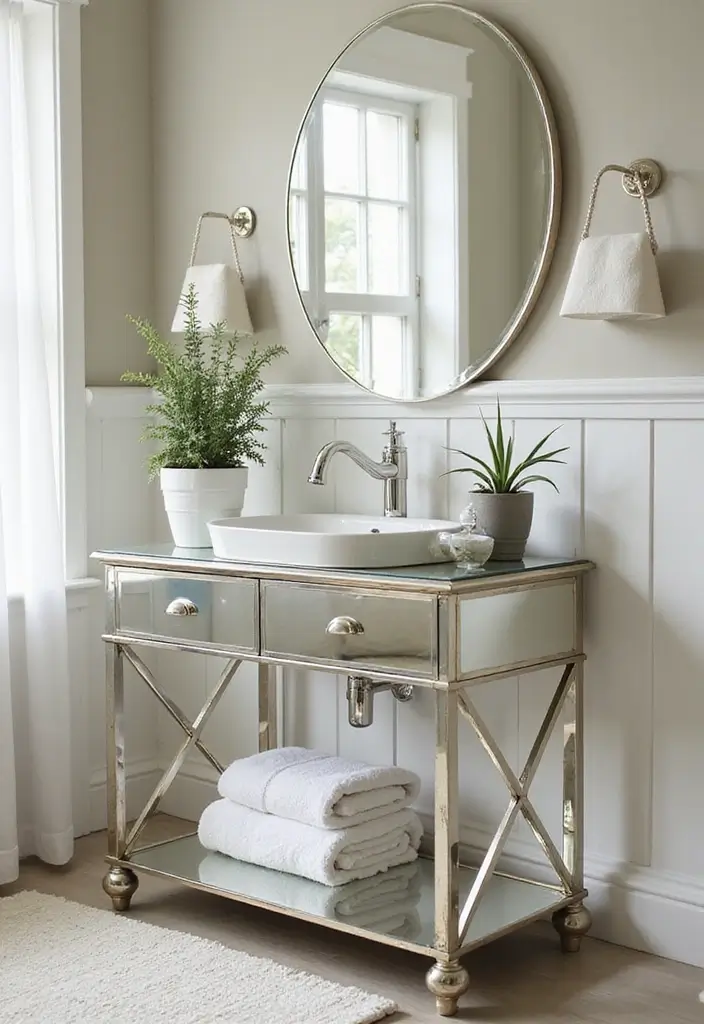 mirrored accent table bathroom decor
