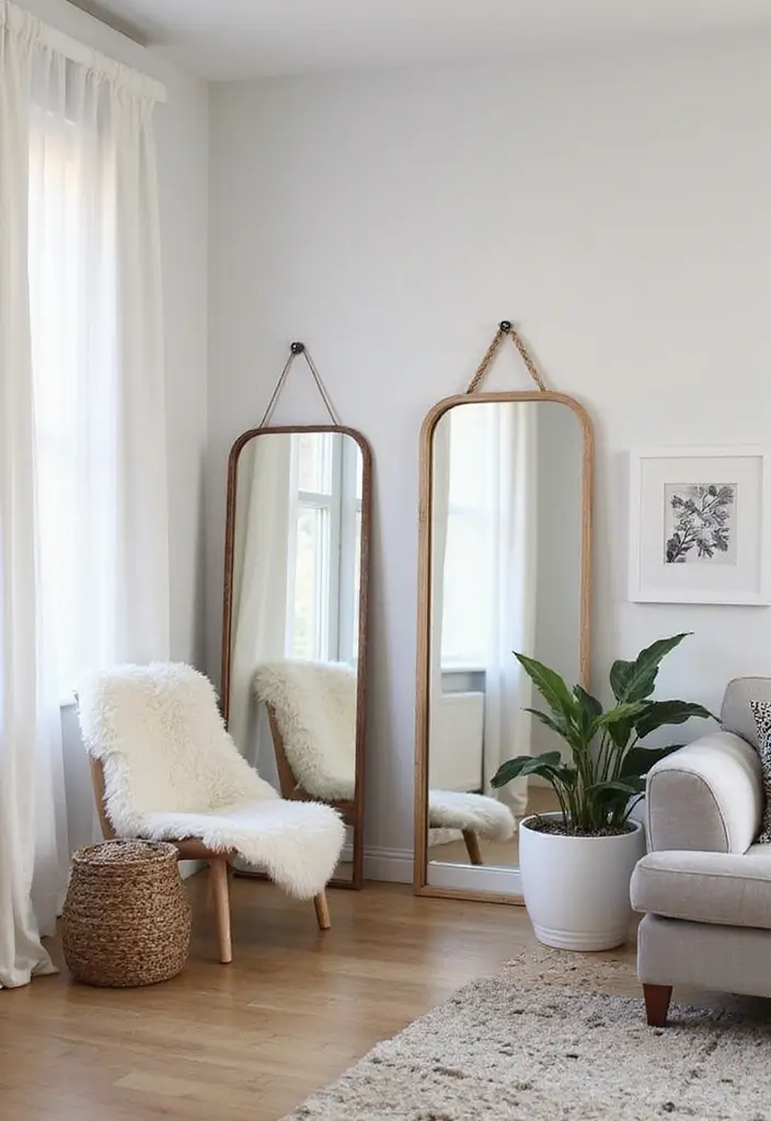 mirrors brighten small cozy apartment