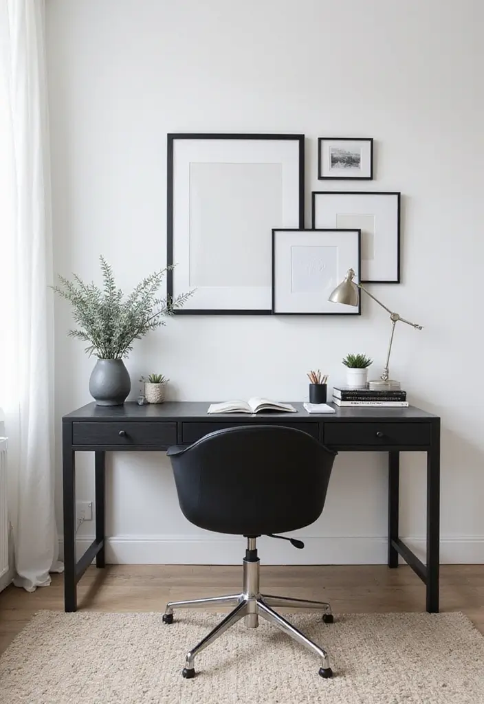 monochrome accents in office workspace