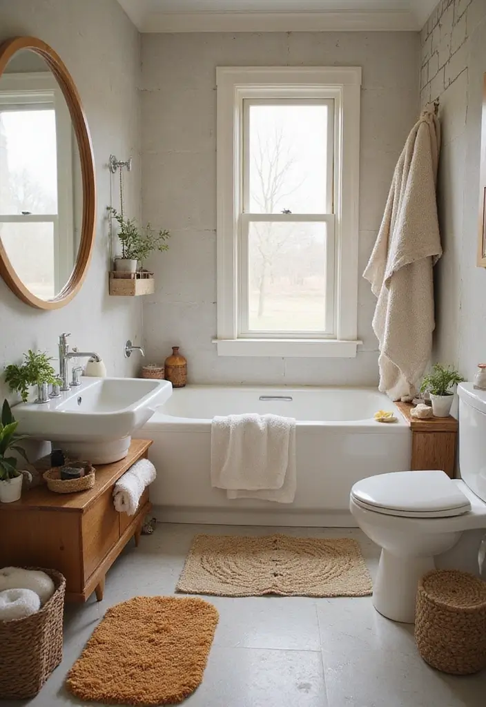 multi layered textiles for cozy bathroom