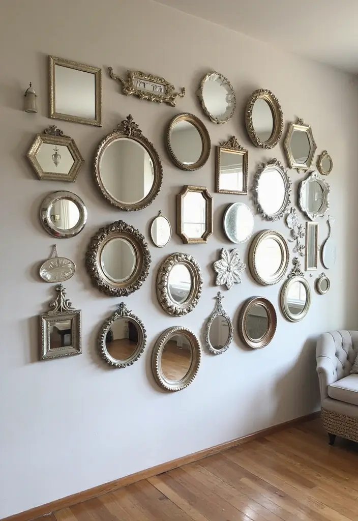 multi mirror bathroom wall arrangement