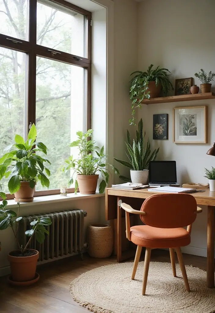 nature inspired cozy home office decor
