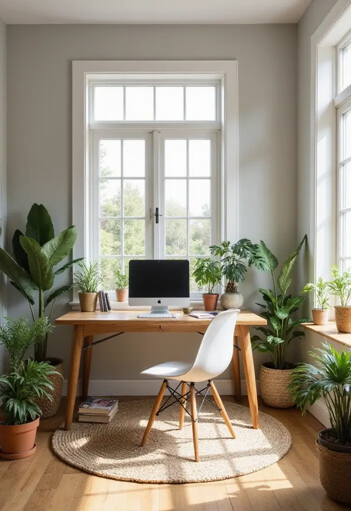 nature inspired decor cozy farmhouse workspace