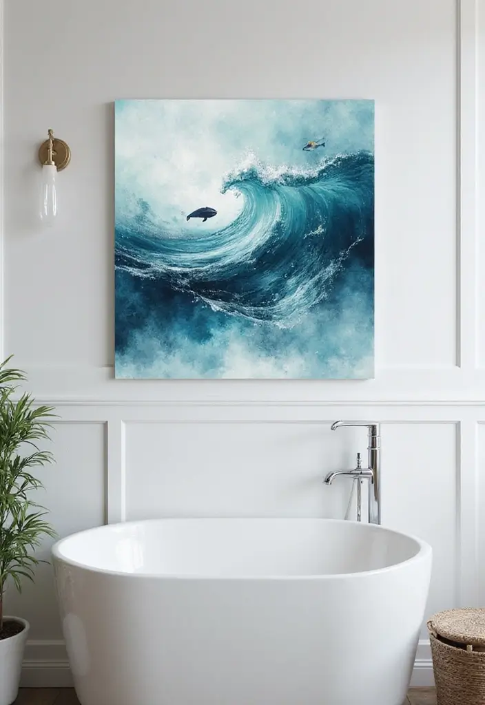 ocean inspired coastal bathroom artwork