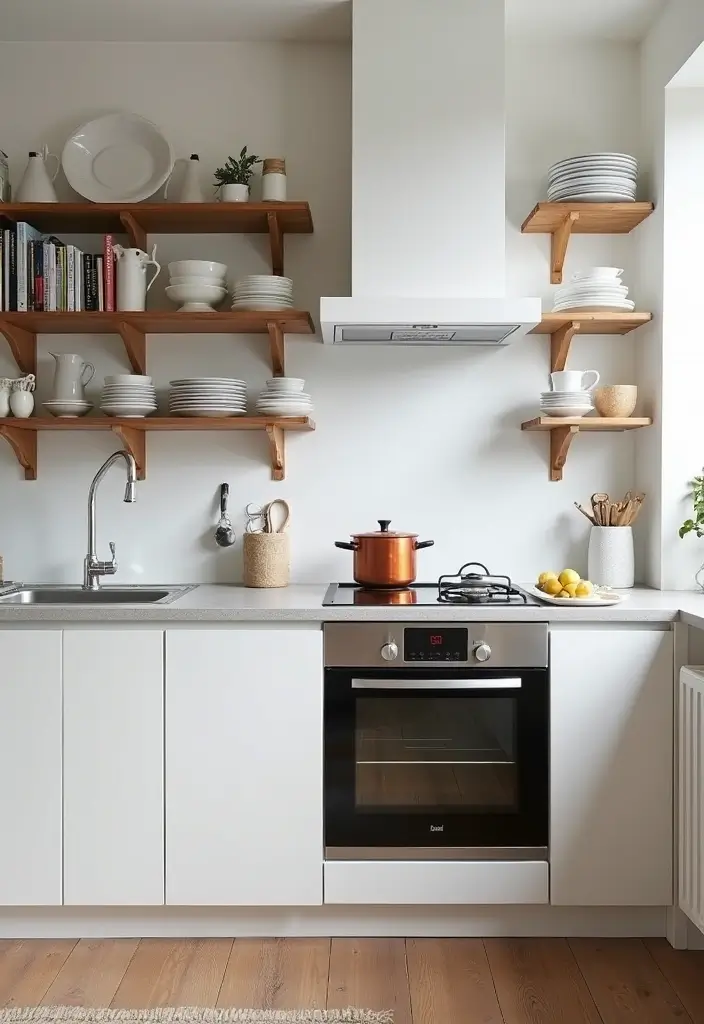 open shelving styled cozy space