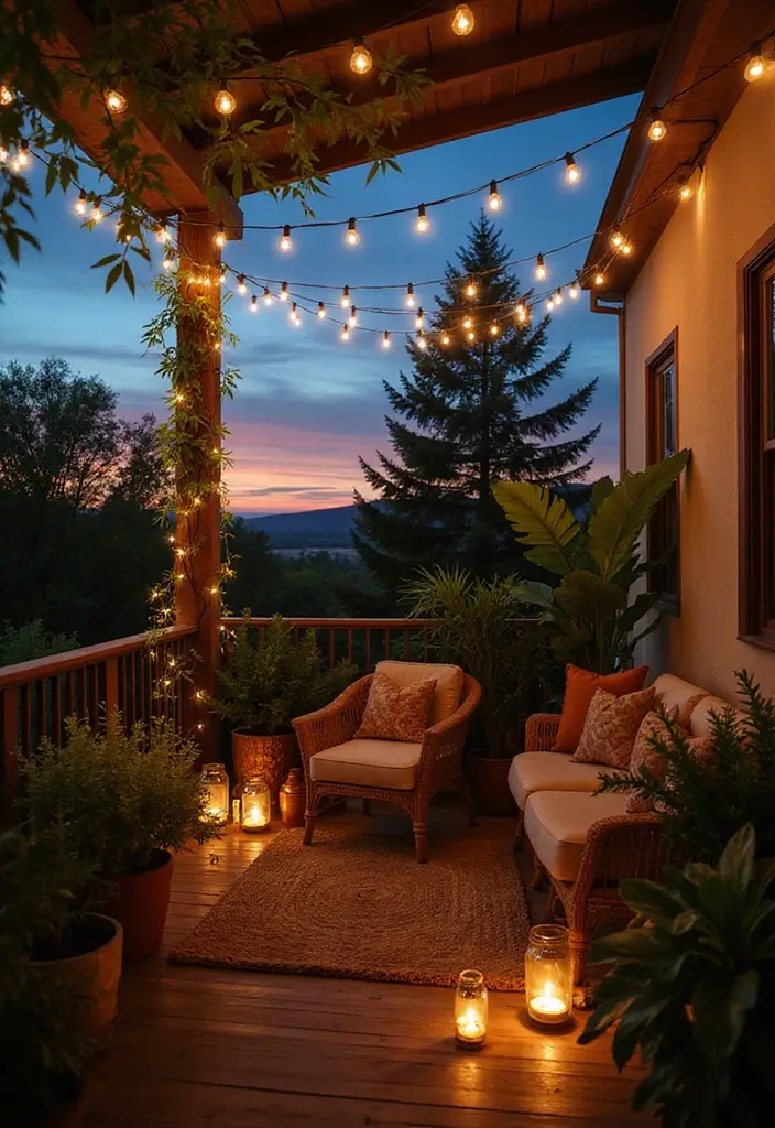 outdoor lighting cozy balcony ambiance