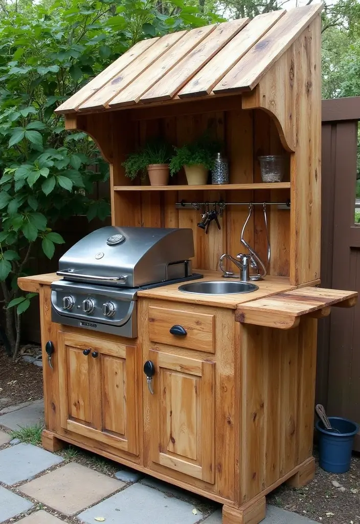 pallet outdoor kitchen storage setup