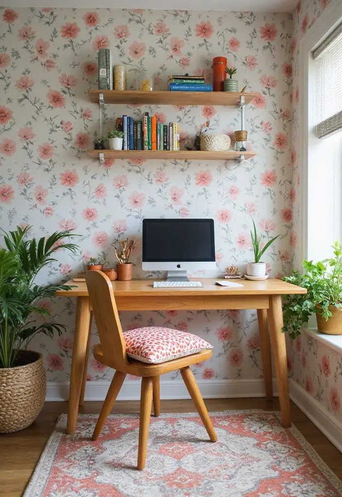playful pattern cozy home office setup