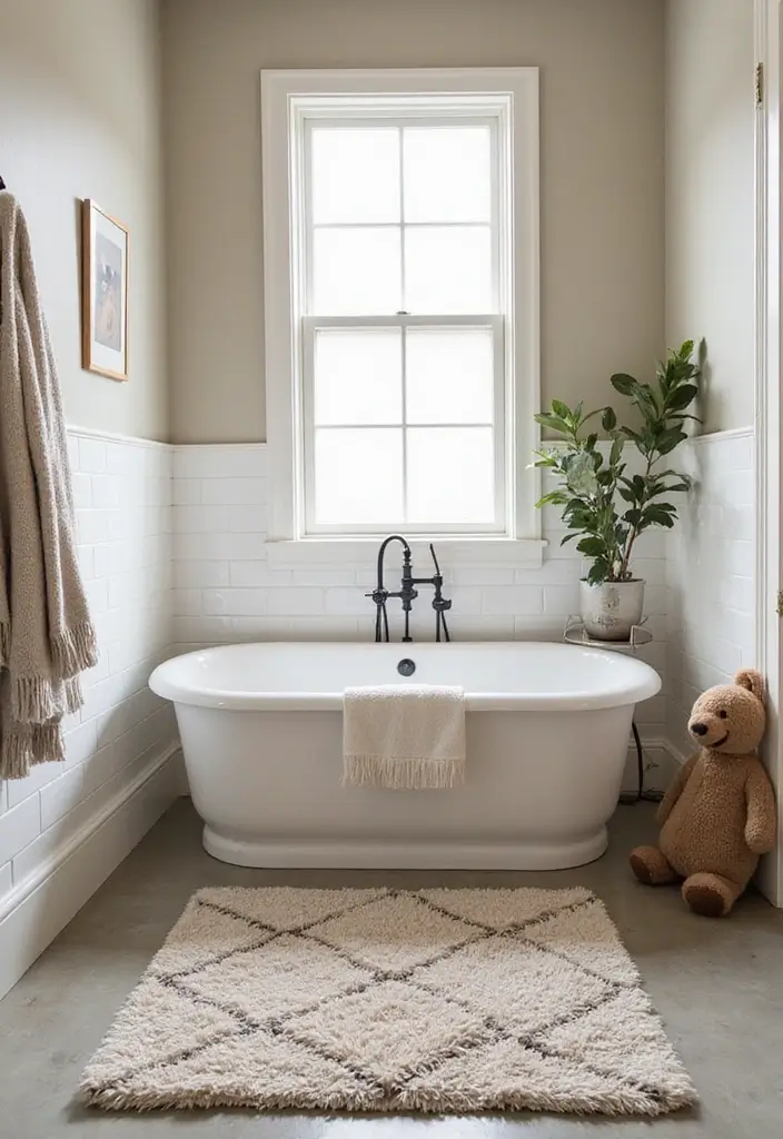 plush rug midcentury bathroom styling