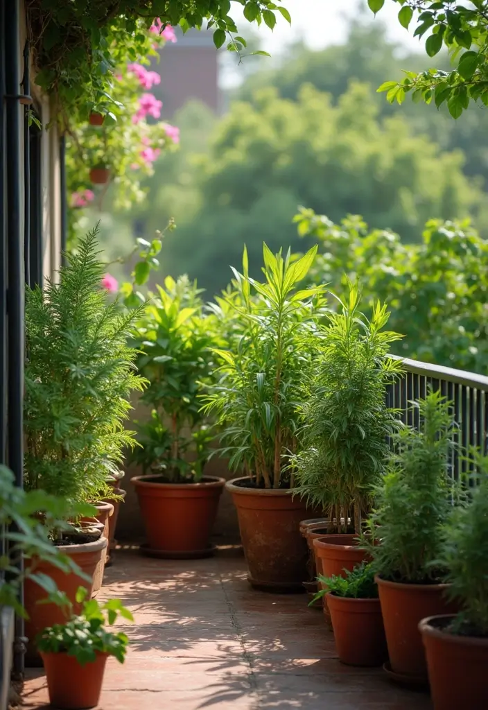 potted plants balcony privacy barrier