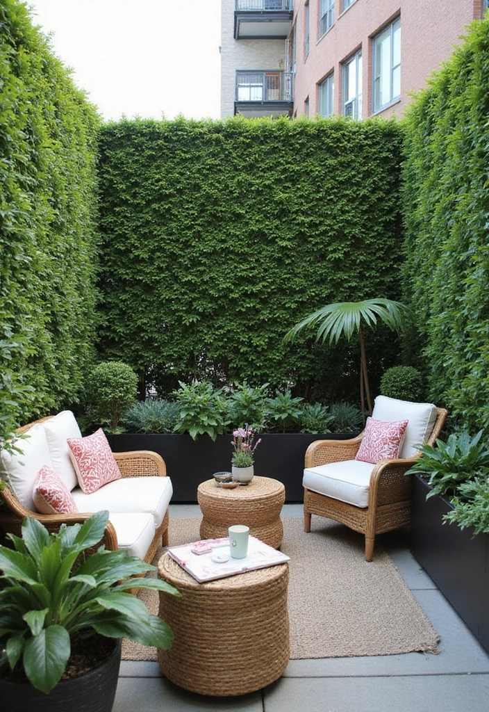 privacy hedge planters balcony decor