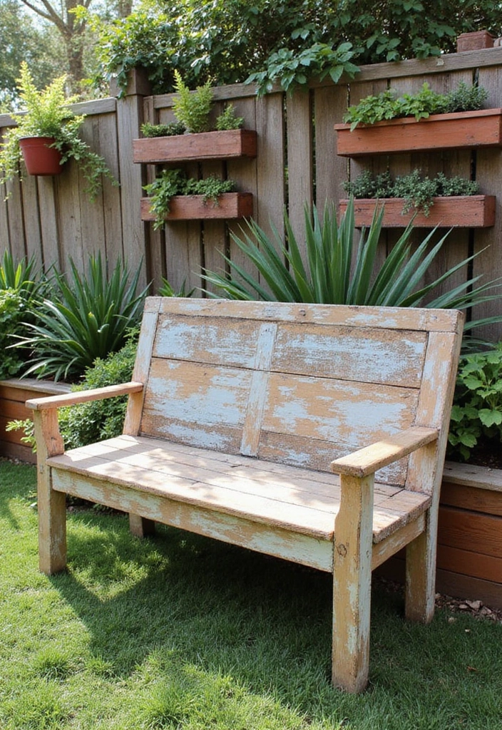 recycled door patio bench