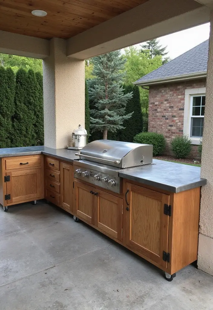 recycled metal outdoor kitchen countertop
