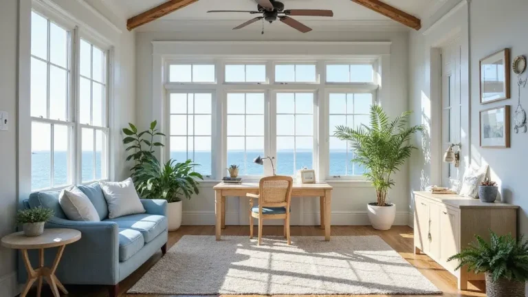 relaxing coastal home office setup