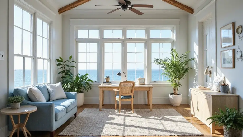relaxing coastal home office setup