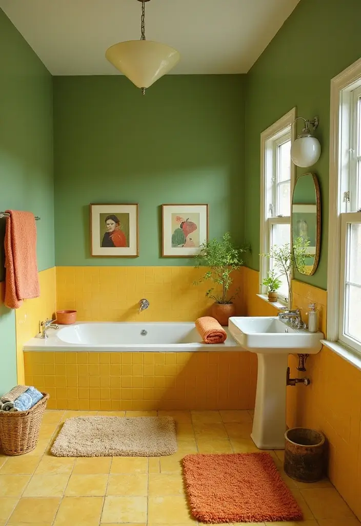 retro midcentury bathroom color palette