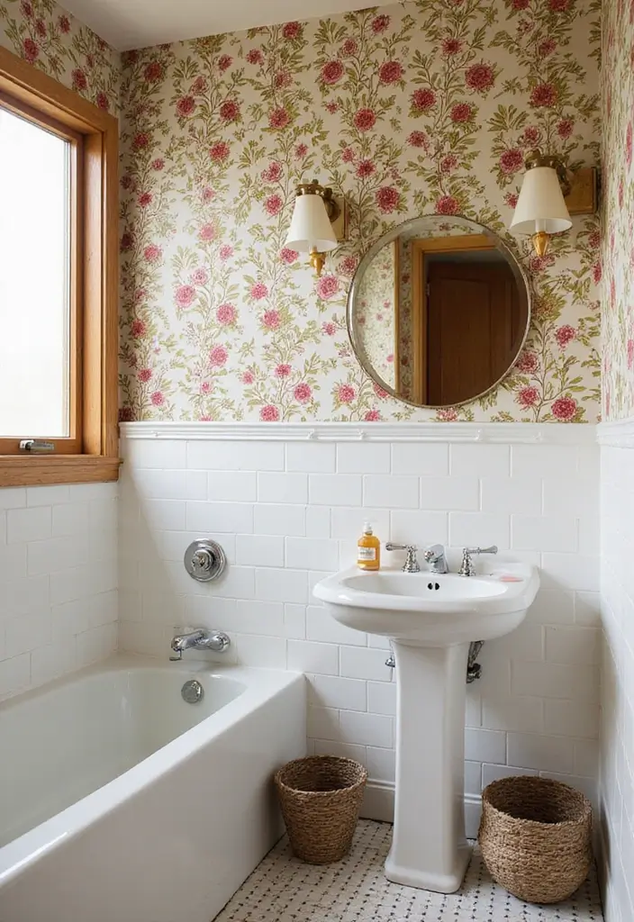retro midcentury bathroom wallpaper styling