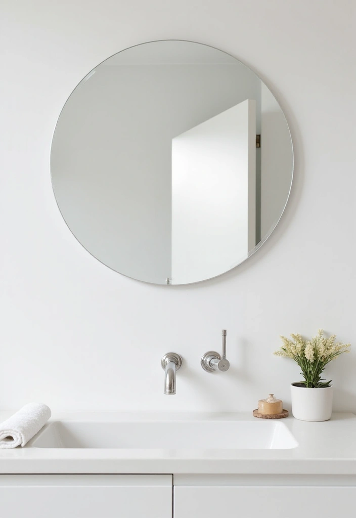 round frameless modern bathroom mirror