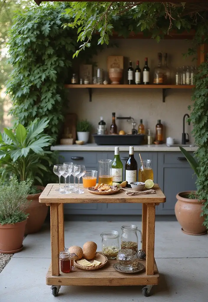 rustic bar cart kitchen storage