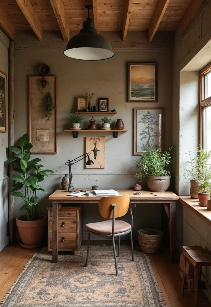 rustic cozy modern home office workspace