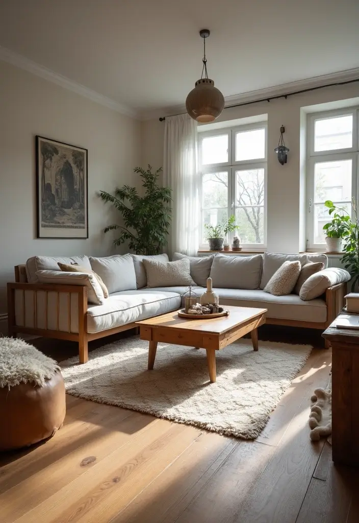 rustic wood accents warm apartment