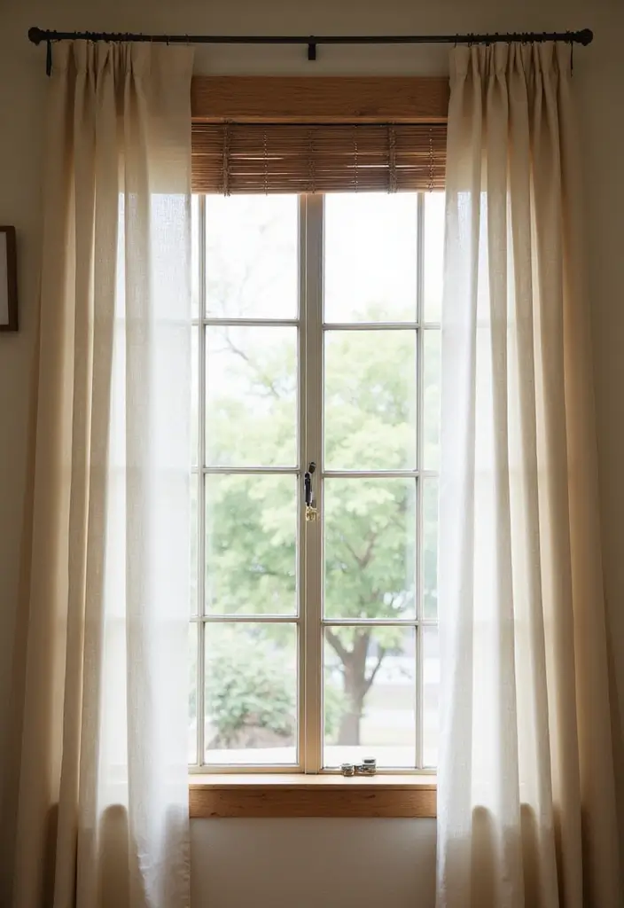 simple japandi window treatment decor