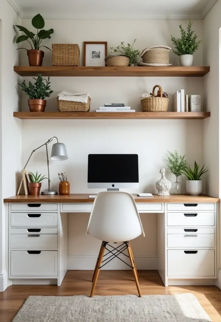 bold patterned modern home office workspace