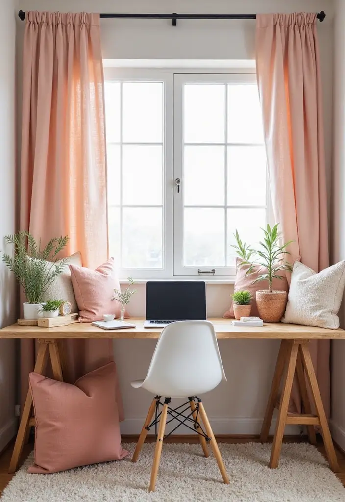 soft color accents boho office