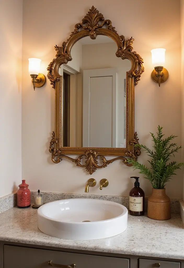 statement mirror unique bathroom frame